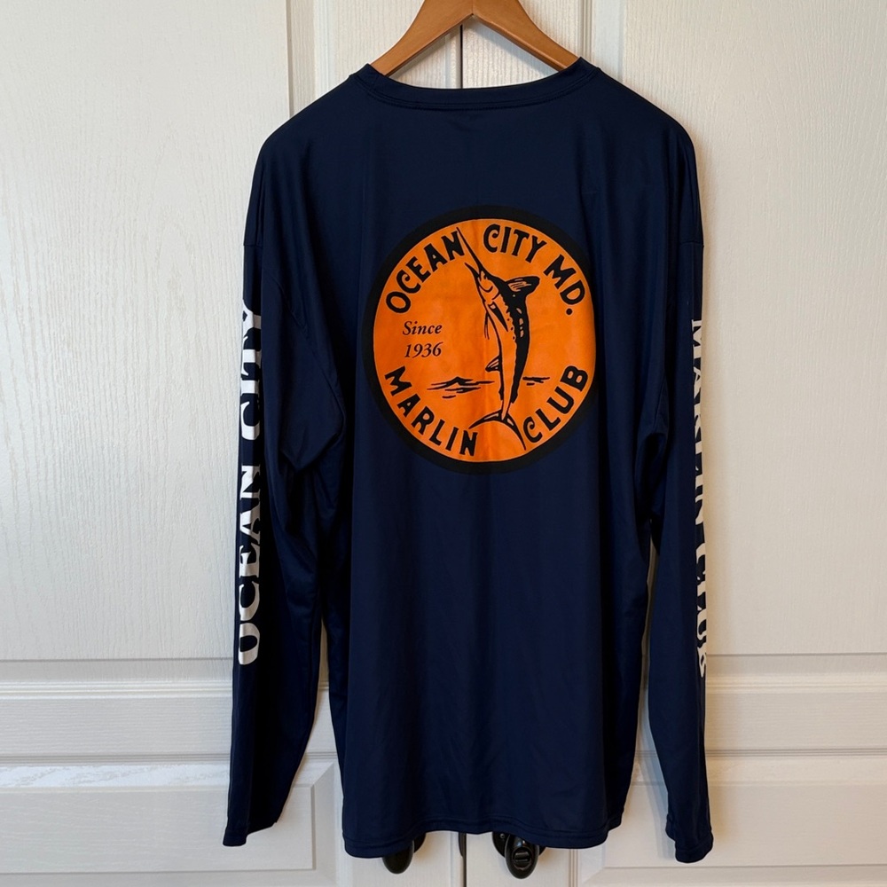 Ocean City Marlin Club Navy Long Performance Fishing Shirt